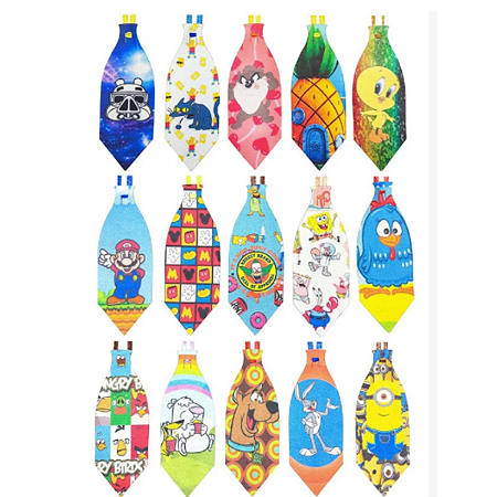 10 Gravatinhas Personagens Pet Cão e Gato Cetim