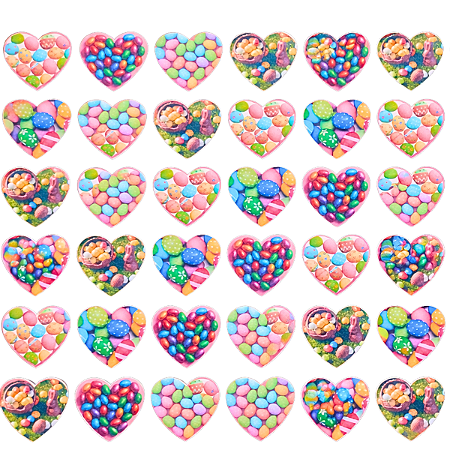 Kit 50 Adesivo Coração Páscoa Pet Banho e Tosa