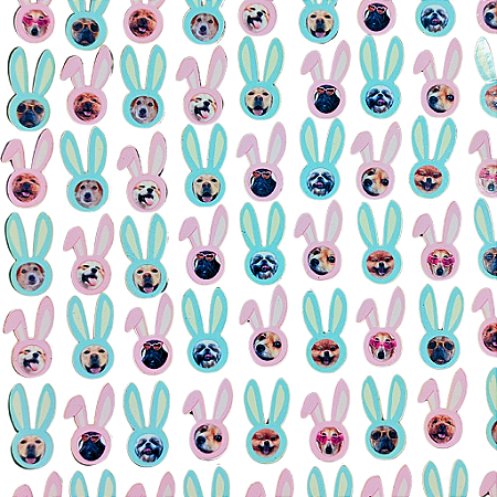 Kit 50 Adesivos Páscoa Cão Pet Shop - Coelhinhos Coleção Mista
