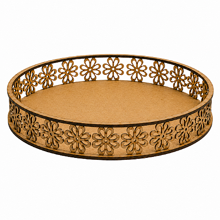 3 Cesta Redonda MDF Flor G - Mães e Namorados
