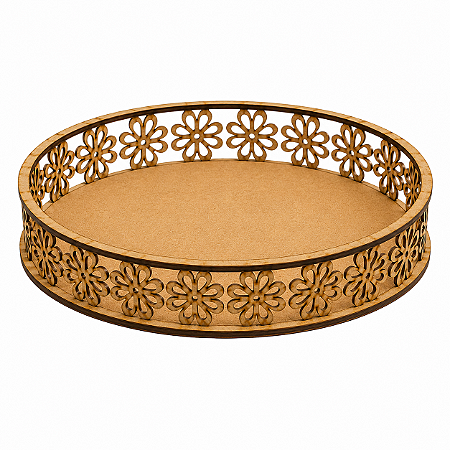 3 Cesta Redonda MDF Flor M - Mães e Namorados