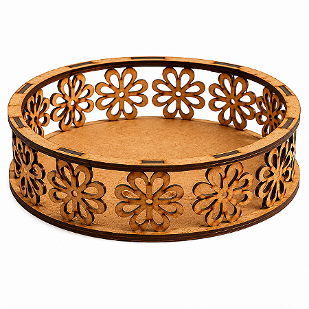 3 Cesta Redonda MDF Flor P - Mães e Namorados