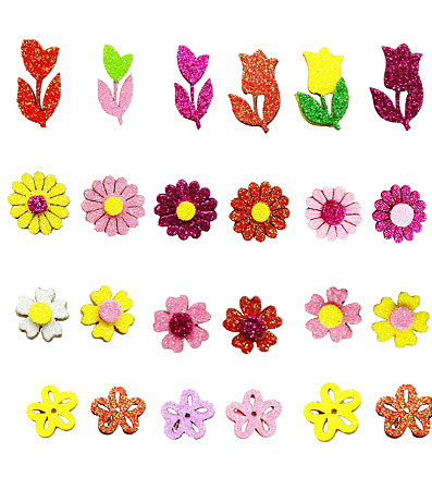 100 Adesivos Pet Flores Glitter - Banho e Tosa Profissional