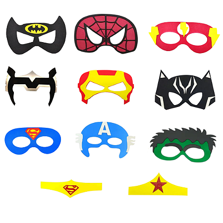 5 Máscaras Super Herói para Crianças e Adultos EVA