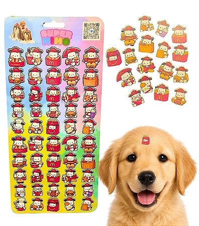 1 UND Cartela Adesiva Holográfica Snack Pet Cão Banho e Tosa