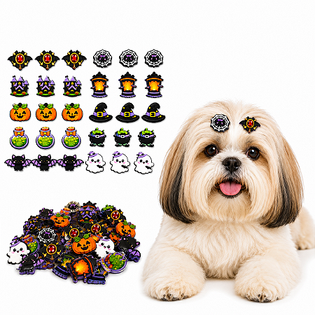 50 Adesivos Halloween Encantado EVAPet Shop Cão Banho e Tosa
