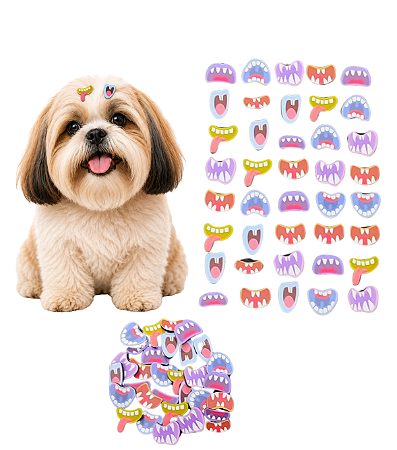 100 Adesivos Bocas Malucas EVA Pet Shop Cão Banho e Tosa