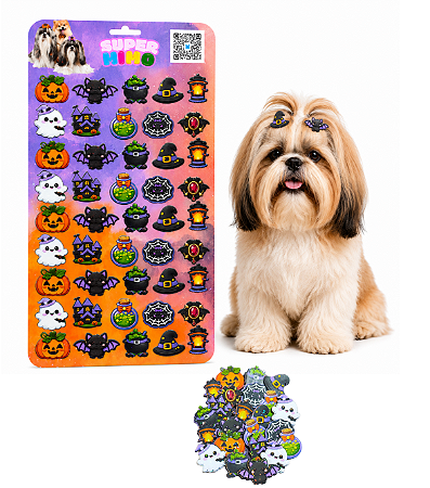 1un Cartela Doce Halloween Adesivo EVA Pet Banho e Tosa Cães