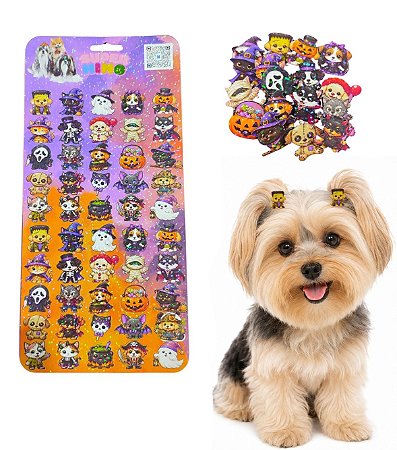 Adesivo Cartela Halloween Fantasias Pet Shop Cães Banho Tosa