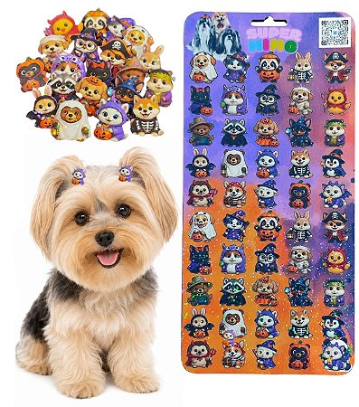 Adesivo Cartela Halloween Pets Pet Shop Cães Banho e Tosa