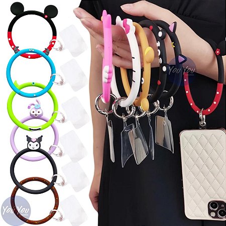 Cordão Pulseira De Silicone Flexível Com Alça Antiperda Cordão Chaveiro Para Segurar Celular