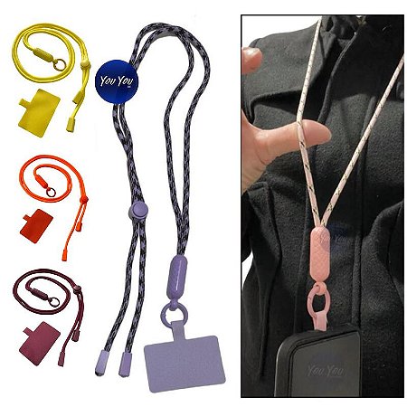Cordão de pescoço para celular com alça redonda