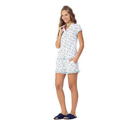 11280004 - Pijama short com blusa de botões - Estrela