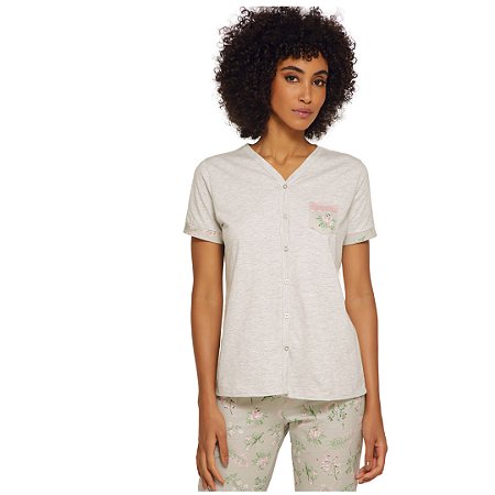 6522 - Pijama pescador blusa de manga curta com botões