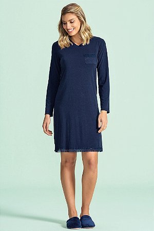 10200010 - Camisola Manga Longa com Bolso e Detalhe em Renda