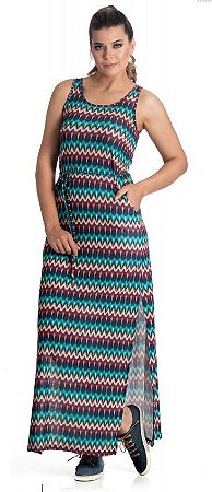 0701010 - Vestido ou camisola regata em estampa étnica