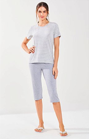 6516 - Pijama pescador de manga curta em viscose