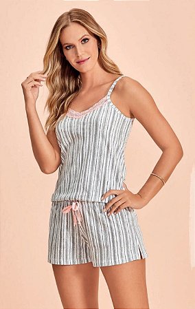 182920- Pijama shortdoll e alças listrado