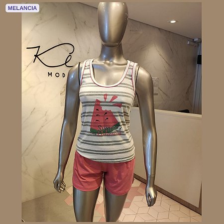 10120069 a - Pijama shorts e regata em algodão