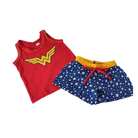 216 - Pijama Mulher Maravilha de algodão