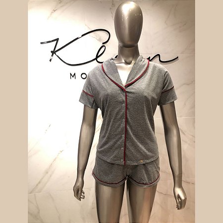 1006 - Pijama listrado aberto com botões