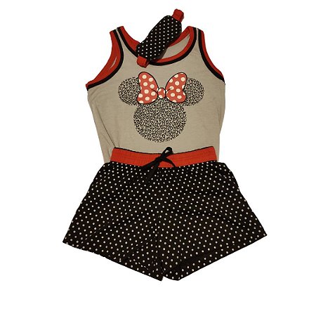 247 - Pijama da Minnie com tapa olhos de algodão