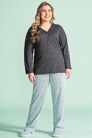 10900008 - Pijama de calça e manga longa plus size