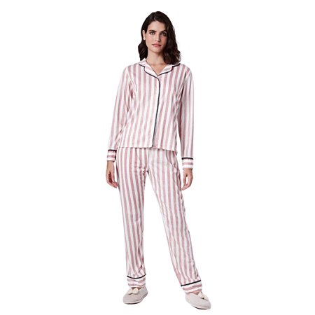 9659 - Pijama de calça e manga comprida de listras