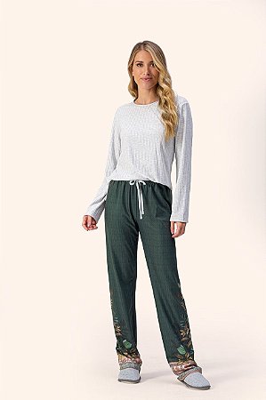 10100090 - Pijama Feminino manga longa viscose com liganete