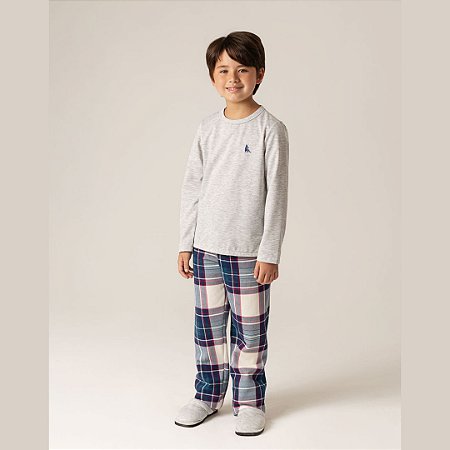 9738 - Pijama Infantil Moletinho Calça Xadrez