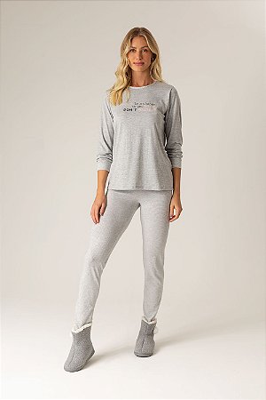 9850 - Pijama Feminino Listrado Mescla