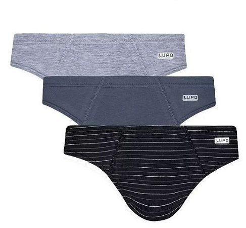 Kit com 3 Cuecas Adulto Slip Lupo 00515