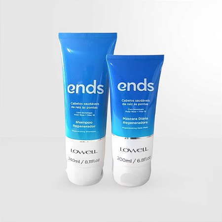 Lowell Ends Kit Shampoo regenerador e máscara diária para cabelos saudáveis da raiz as pontas