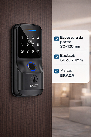 Fechadura Digital Ekaza Alloy de Sobrepor com biometria, wi-fi + Instalação Inclusa