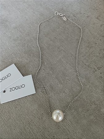 Colar curto com pérola 12mm - COL1093
