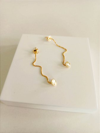 Brinco fio de corrente veneziana com detalhe na ponta (semijoia banhada a ouro 18k)