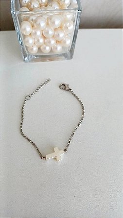 Pulseira cruz perolada - PUL183