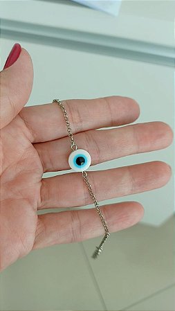 Pulseira olho grego formato pastilha - PUL192
