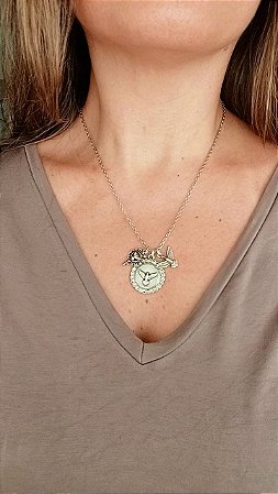 Colar patuá com 3 Divinos - COL1236