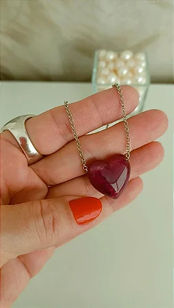Colar coraçãozinho - COL1239 (AÇAÍ)