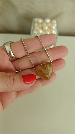 Colar coraçãozinho - COL1239 (CARAMELO)