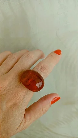 Anel de resina na cor tartaruga (TAMANHO 21) - AN238