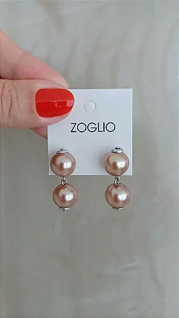 Brinco 2 pérolas (rosê) - BR633