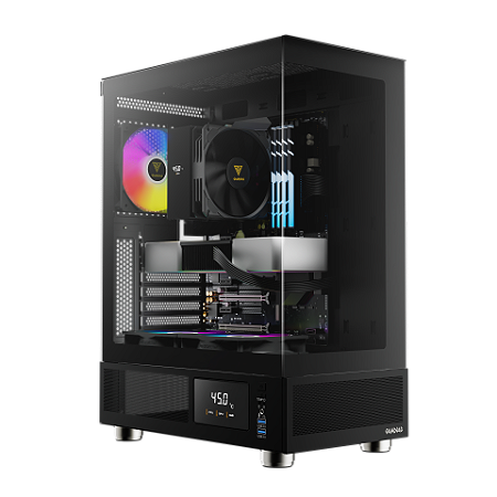 GABINETE GAMER GAMDIAS ATLAS E1 PRETO COM 3 FAN 120MM ARGB