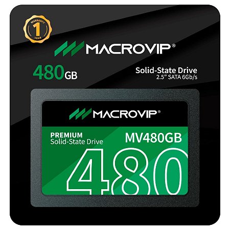 SSD 2.5 SATA III Macrovip Premium 480GB Preto e Verde MV480GB