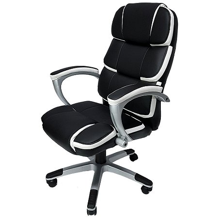 CADEIRA DE ESCRITÓRIO MYMAX PRESIDENTE CORPORATE EM COURO PU GIRATORIA PRETO/BRA(MOCH-8055/BK)