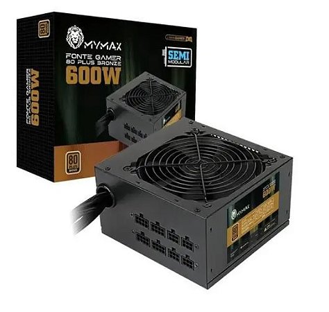 FONTE GAMER ATX MYMAX 600W SEMI MODULAR 80 PLUS BRONZE PFC ATIVO(MPSU/FP650W)