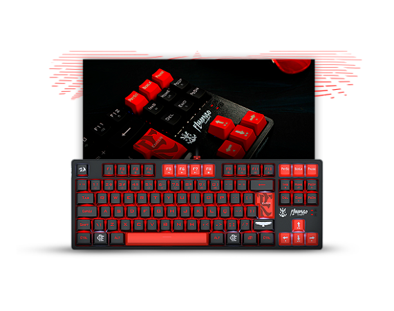 Teclado Mecanico Gamer Flamengo Nation LED Vermelho E Preto Switch Brown Redragon FL576