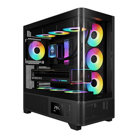 Gabinete Gamer Gamdias Atlas P2 CG c 4x Fans Mid Tower Preto - ATLAS P2 CG
