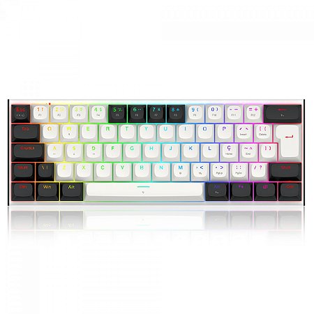 Teclado Magnético Gamer Redragon Fidd, USB, RGB, 60%, Switch Pink Magnético, ABNT2, Black/White, K683BW-RGB PT